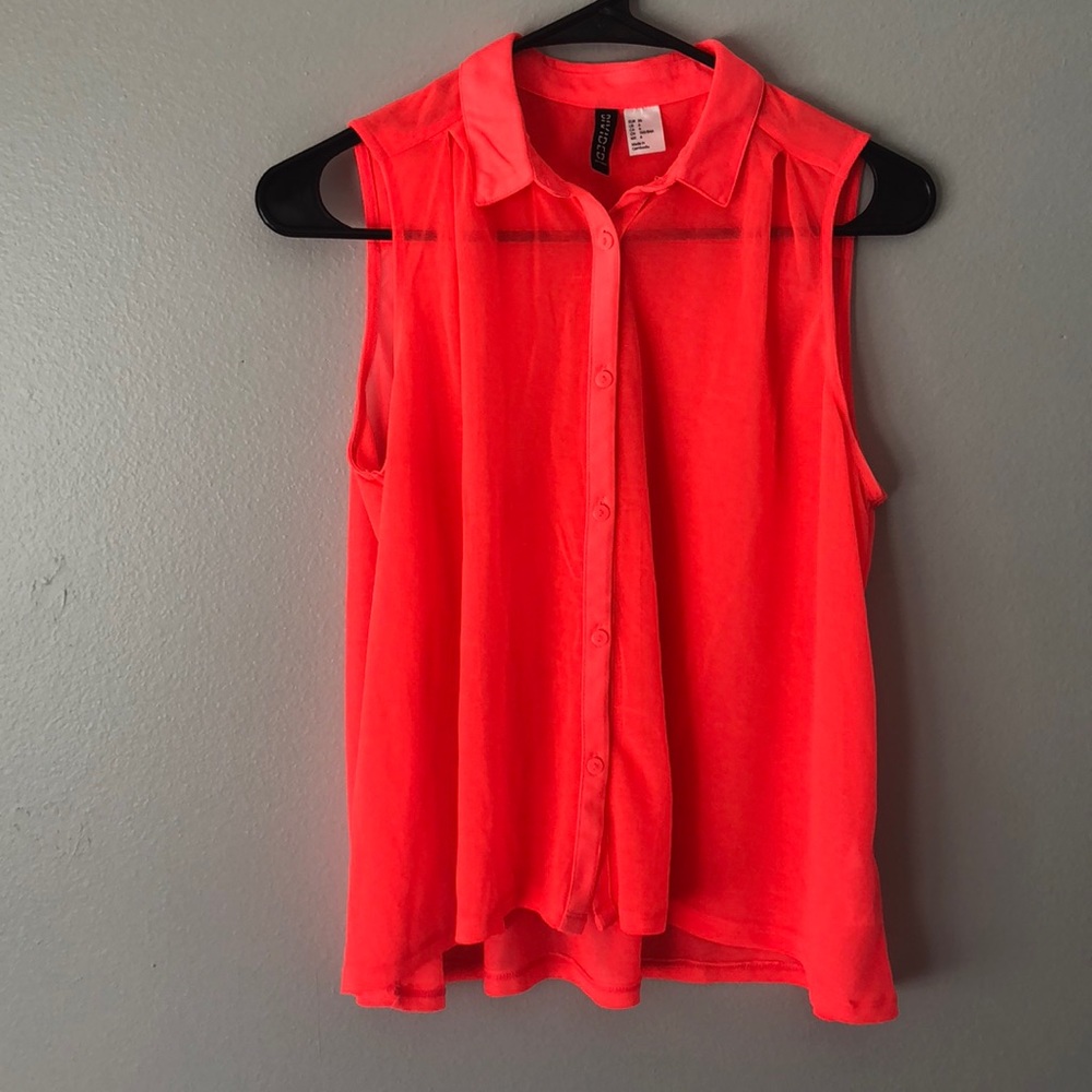 bright pink/orange button front tank